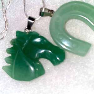 Hippie Boho Jade Horseshoe and Horse 🐎 Silver 24” Neck…